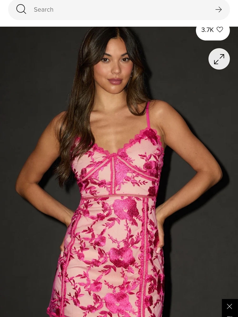 Lulu's Hot Pink Floral Embroidered Lace Slip Dress